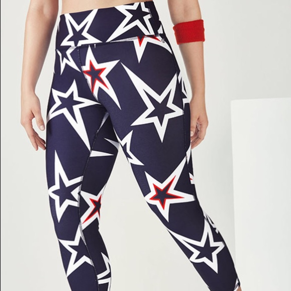 Fabletics High-Waisted 7/8 Leggings 1X Star Print